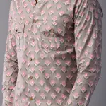 Men's Sanganeri Thunder Grey Hunting Styled Printed Shirt | Refined Outdoor Wear